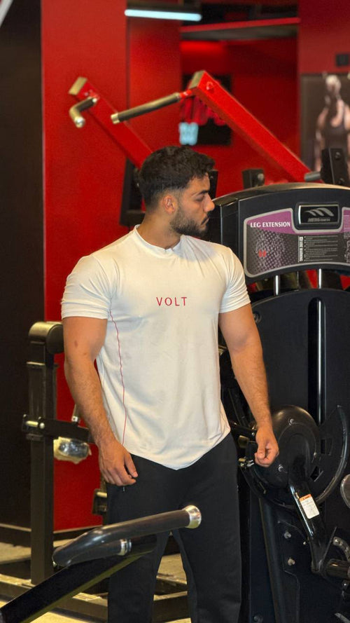 Volt Classic White Tee - Gym Action Shot 1