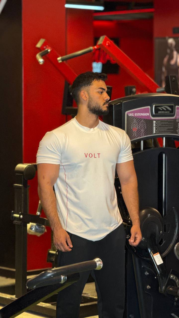 Volt Classic White Tee - Gym Action Shot 2
